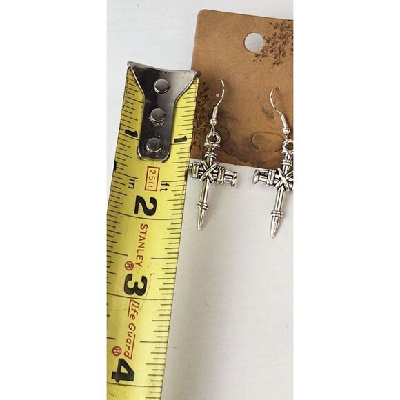 NEW, handmade Nail Cross Earrings - Picture 3 of 3